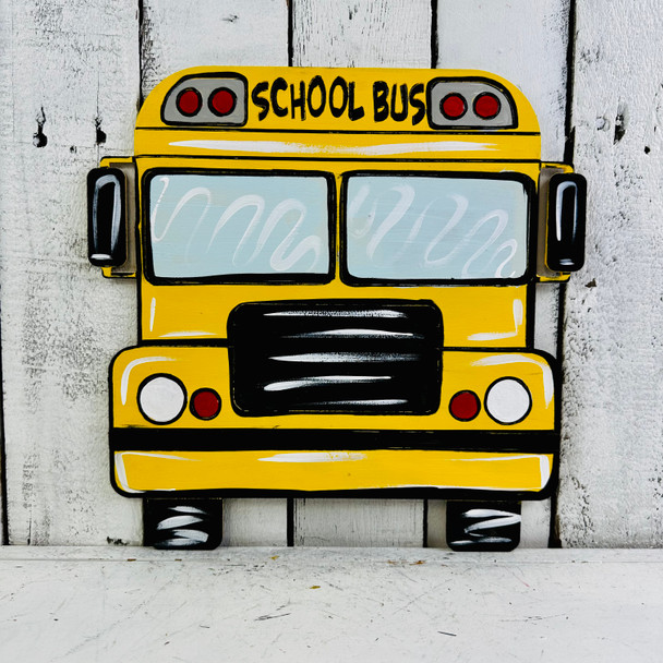 Big School Bus Cutout, Unfinished, Paint by Line