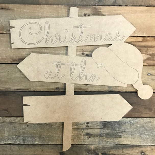 Christmas Blank Hat Sign Cutout, Wood Shape, Paint by Line