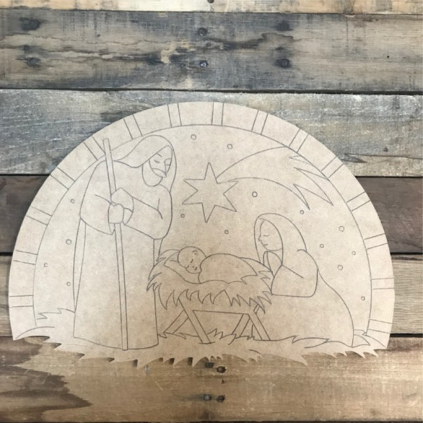 Nativity Scene Cutout, Wood Shape, Paint by Line