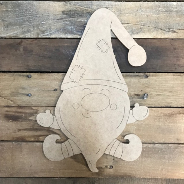 Jumping Gnome Cutout, Unfinished Shape, Paint by Line