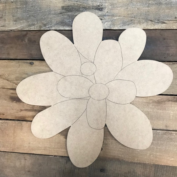 Succulent Flower Cutout, Shape, Paint by Line