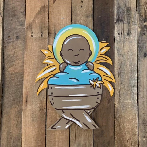 Baby in Manger Cutout, Shape, Paint by Line