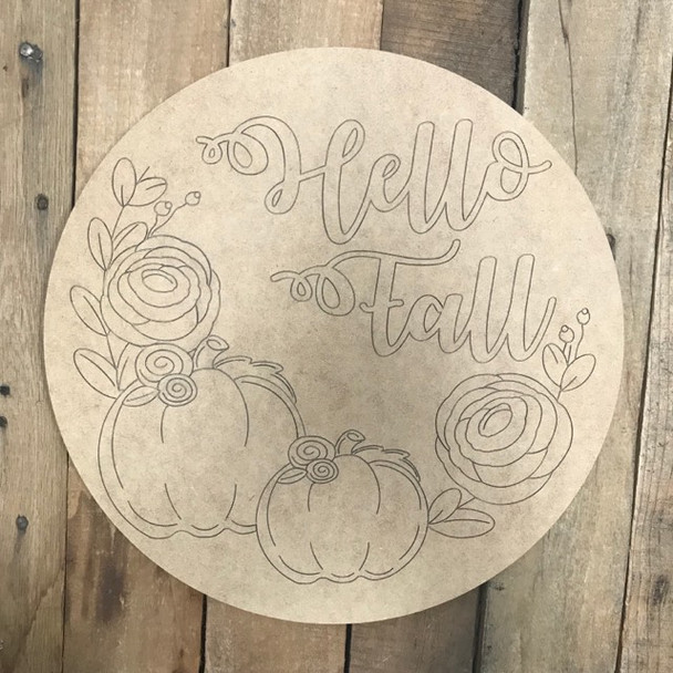 Hello Fall Circle Cutout, Shape, Paint by Line