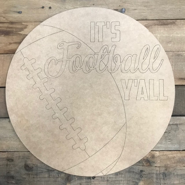 Football Circle, Wood Cutout, Shape, Paint by Line