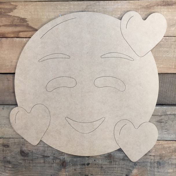 Heart Emoji Cutout, Unfinished Shape, Paint by Line