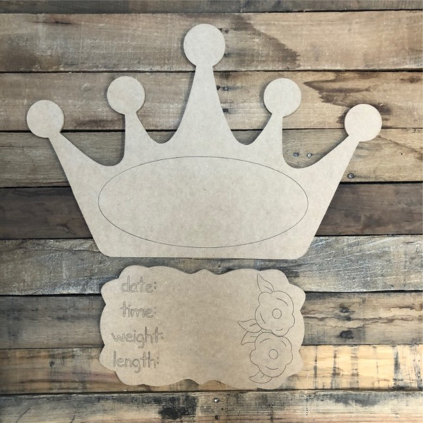 Crown Baby Announcement, Door Hanger Paint by Line