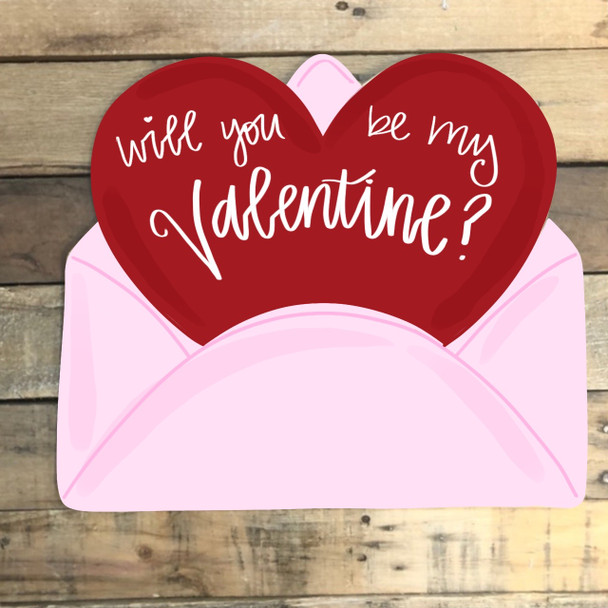 Heart in Envelope Wood Cutout, Unfinished Shape, Paint by Line