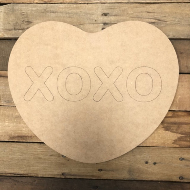 XOXO Heart Cutout, Unfinished Shape, Paint by Line