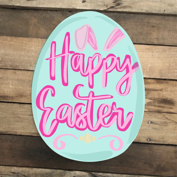 Happy Easter Egg Wood Cutout, Shape, Paint by Line