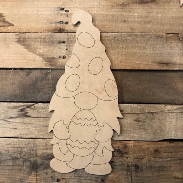 Easter Egg Gnome Wood Cutout, Shape, Paint by Line