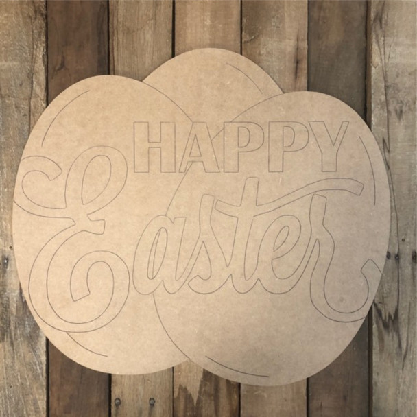 Happy Easter Eggs Wood Cutout, Shape, Paint by Line