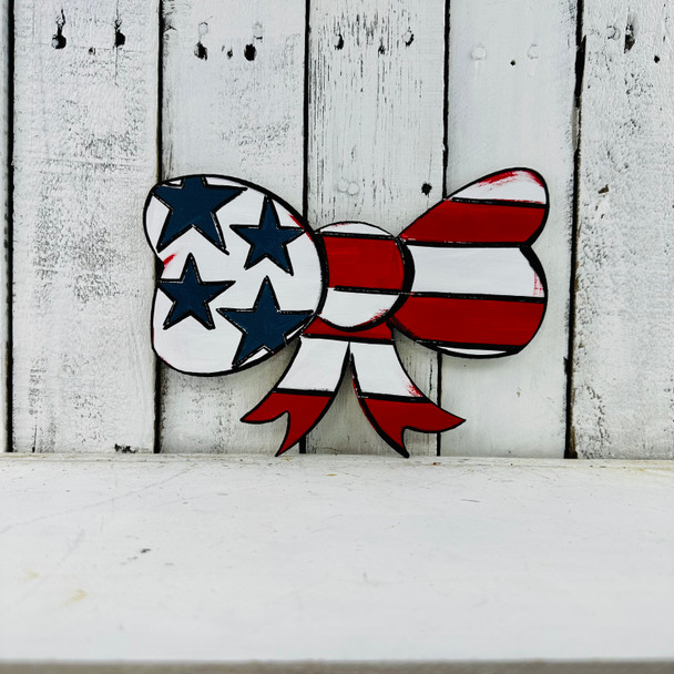 Patriotic Bow, Wood Cutout, Shape Paint by Line