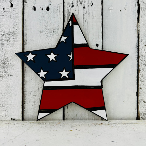 Patriotic Star, Wood Cutout, Shape Paint by Line