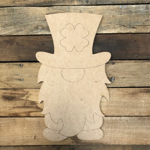 Shamrock Gnome Cutout, Unfinished Wall Decor Paint by Line