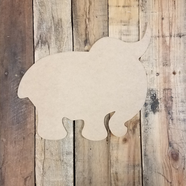 Elephant with Horn Wooden Shape, Paintable Wooden MDF