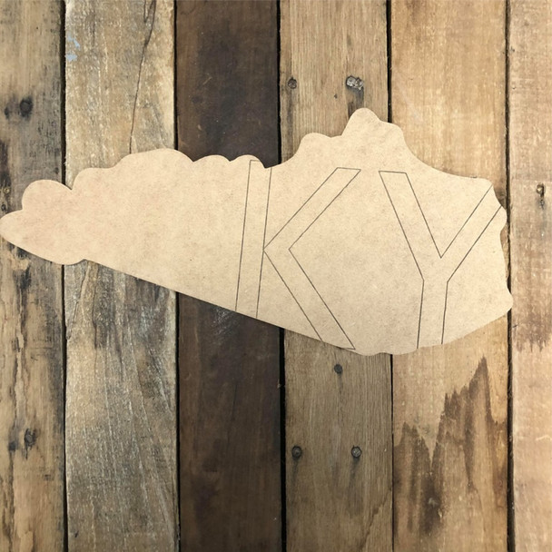 Kentucky KY State Wood Cutout, Unfinished Wall Decor Paint by Line