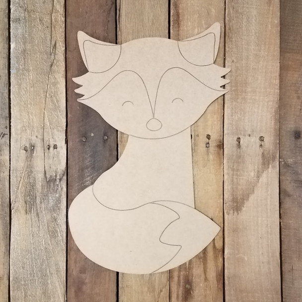 Sly Fox Cutout, Unfinished Animal Shape, Paint by Line