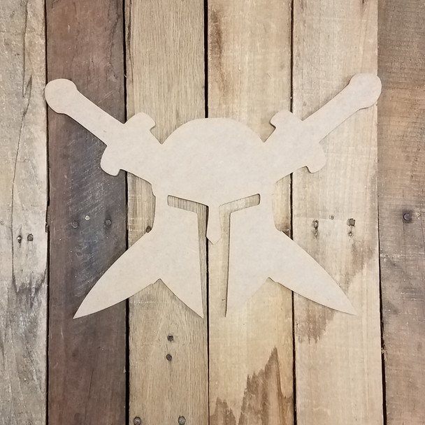 Spartan with swords Unfinished Cutout, Wooden Shape, Paintable Wooden
