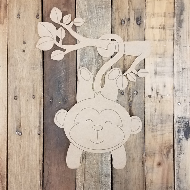 Hanging Baby Monkey Cutout, Unfinished Craft, Paint by Line