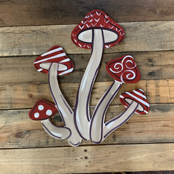 Mushrooms Cluster Craft Shape, Unfinished Wood Paint by Line  WS
