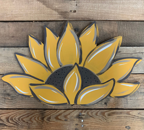 Half Sunflower Craft Cutout, Unfinished Shape, Paint by Line WS