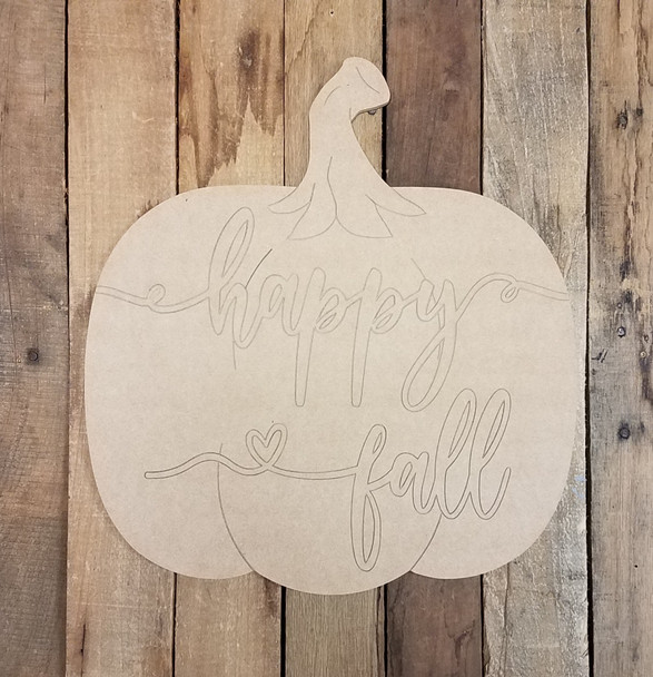 Happy Fall Phrase Pumpkin, Unfinished Shape, Paint by Line WS