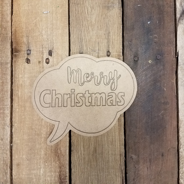 Merry Christmas Speech Bubble, Paint by Line Wooden Shape WS