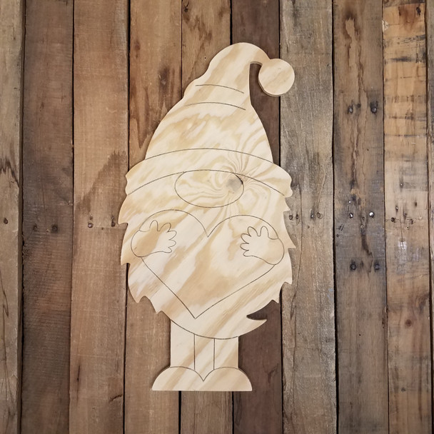 Valentine's Gnome Holding Heart, Large Pine Yard Display, Photo Prop  WS