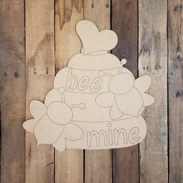 Bee Mine Beehive Valentines Wood Cutout, Shape, Paint by Line WS