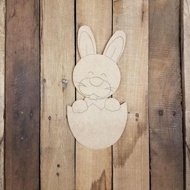 Easter Bunny in Egg Cutout, Unfinished Shape, Paint by Line WS