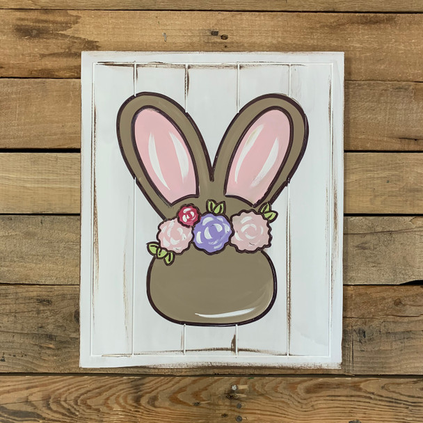 Easter Bunny Head Beaded Board Plaque,  Wooden Cutout, Paint by Line WS