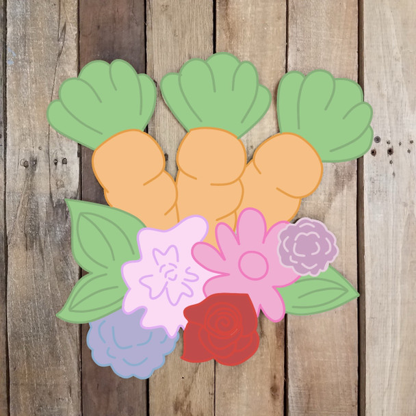 Carrot Easter Bouquet,  Wood Cutout, Shape, Paint by Line WS