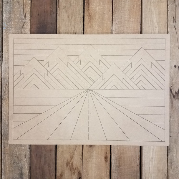 Mountain Road Boho Decor Rectangle, Wood Shape, Paint by Line WS