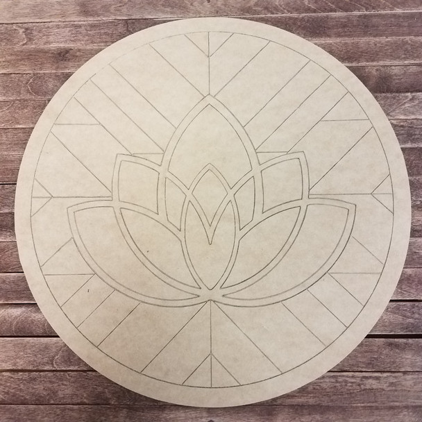 Lotus, Geometric Boho Style Paint by Line, Unfinished Wood Shape WS