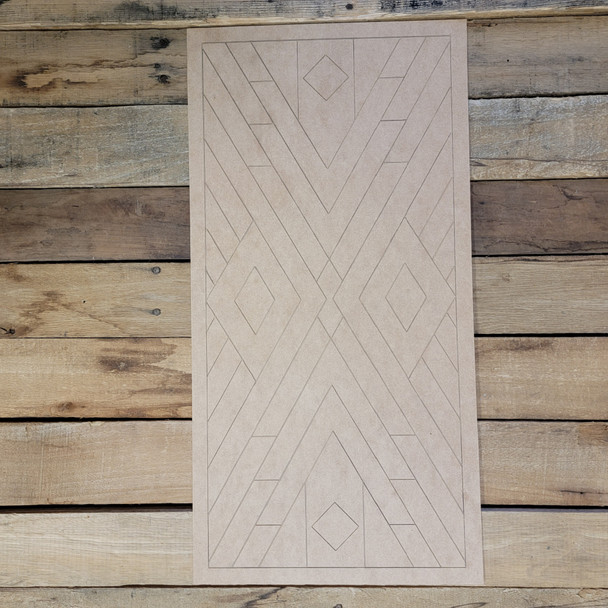 Geometric Boho Style Rectangle Shape Pattern 2, Paint by Line Unfinished Wood Cutout WS
