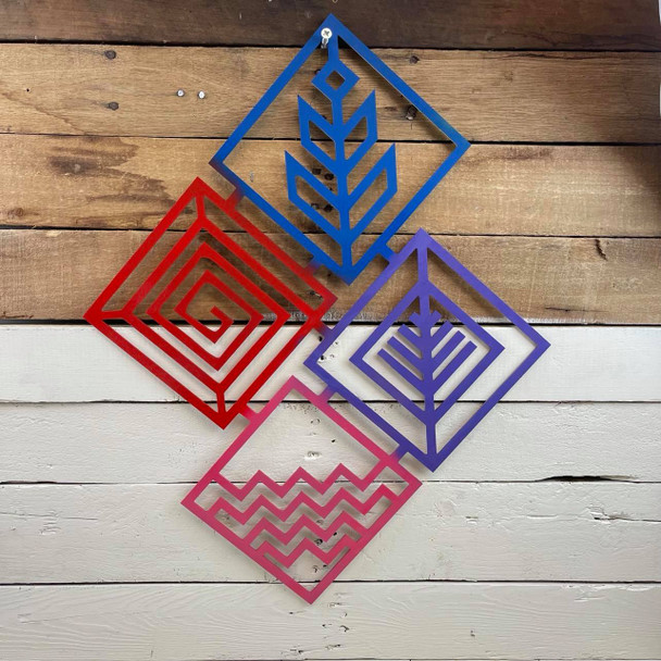 Diamond Collage Boho Wall Art, Unfinished Wood Design WS