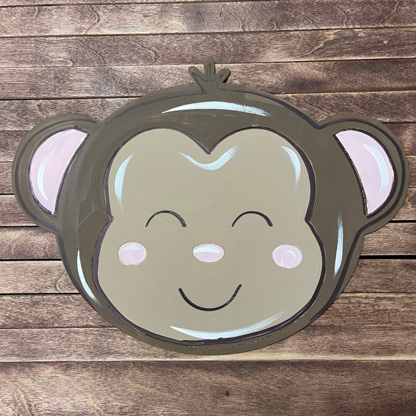 Baby Monkey Head, Wood Craft Design, Paint by Line