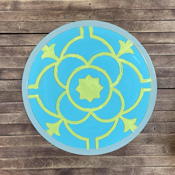Ceramic Tile Circle Design Boho Style, Paint by Line, Wood Craft