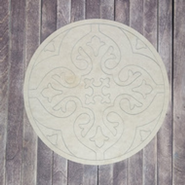 Elegant Spanish Tile Boho Art Circle Shape, Paint by Line, Wood Craft Design