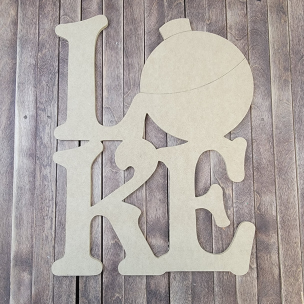 Lake Fishing Quark Bobber Shape Phrase, Wood Craft Design Paintable MDF WS