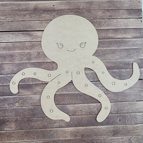 Octopus, Paint by Line, Wood Craft Cutout WS