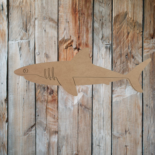Straight Line Shark Shape, Paint by Line, Wood Craft Cutout WS