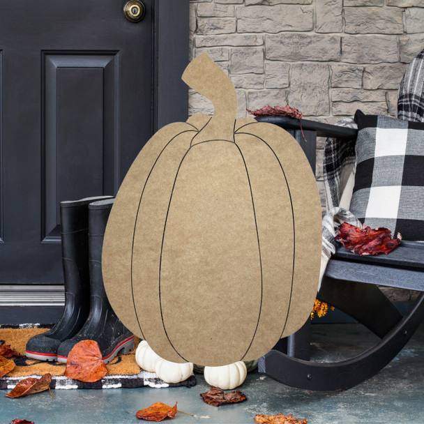 Tall Fall Pumpkin Wooden Shape, Paint by Line ,Wood Craft Cutout, WS