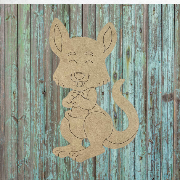 Kangaroo, Unfinished Wood Cutout, Paint by Line, WS