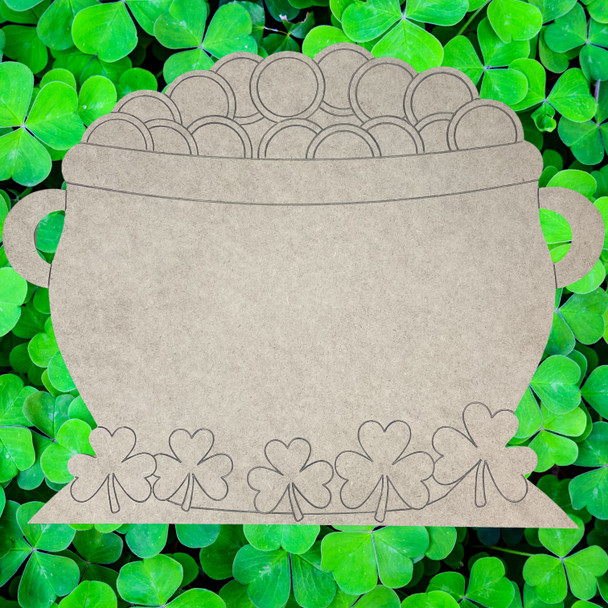 Pot of Gold with Clovers, Unfinished Craft, DIY Art, WS