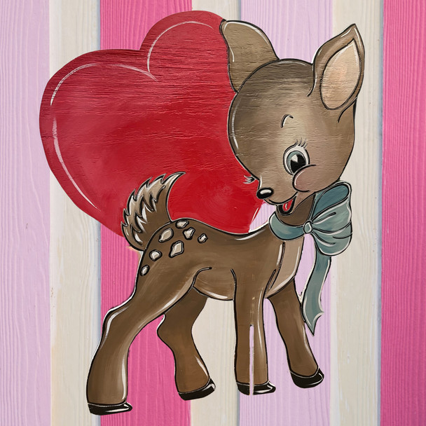 Valentine Deer Yard Art 1/2'' Pine D?cor, WS