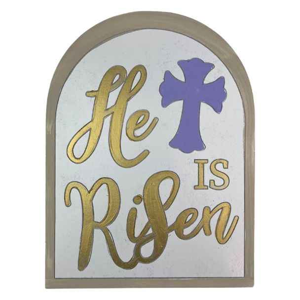 He Is Risen Plaque, Unfinished Easter Craft Shape, WS