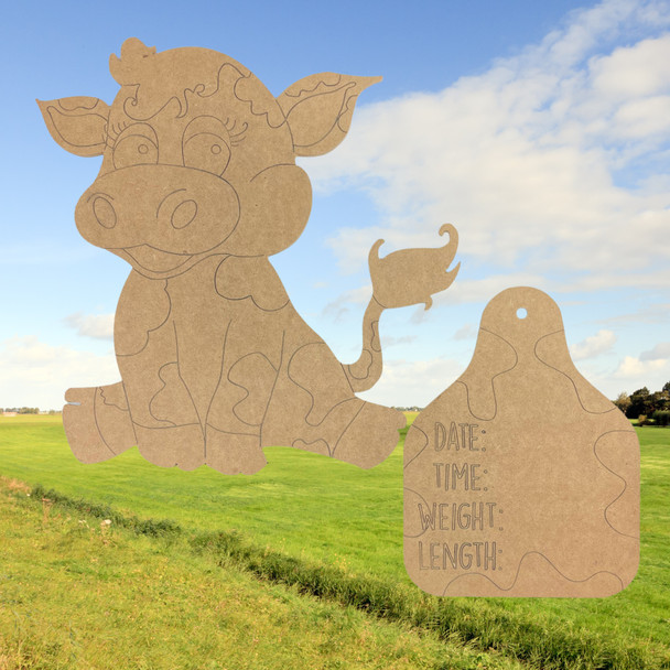 Cow Farm Amnimal Hospital Plaque, Baby Announcement, Paint by Line