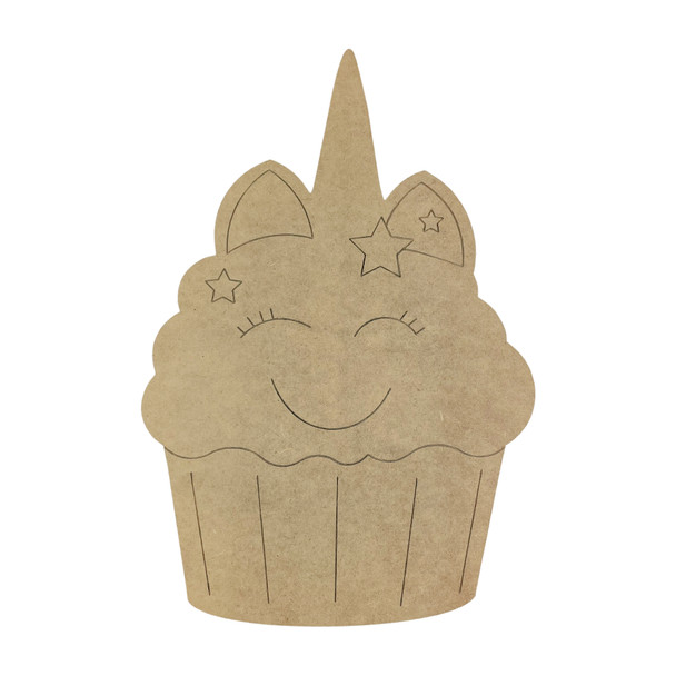 Unicorn Birthday Celebration Cupcake, Kids Craft Shape Line, Unfinished Craft Shape