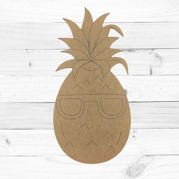 Cool Pineapple with Sunshades, Summer Craft Shape, Unfinished Craft Shape